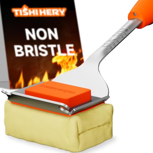 Bristle-Free Grill Brush with Steam & Kevlar Head - BBQ Cleaner, Orange (Variation of THIS listing)