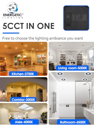 12 Pack 5CCT Black LED Recessed Can Lights - Dimmable, Wet Rated, 2700K-6500K