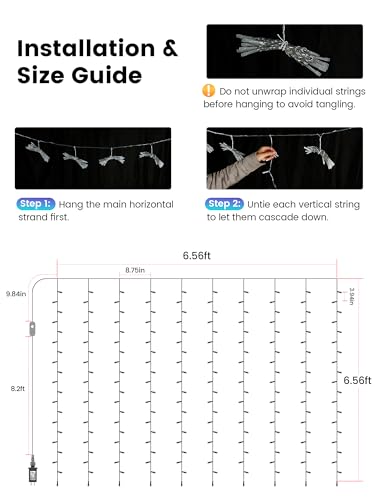 Curtain Lights Color Changing, 200 LED Fairy with App