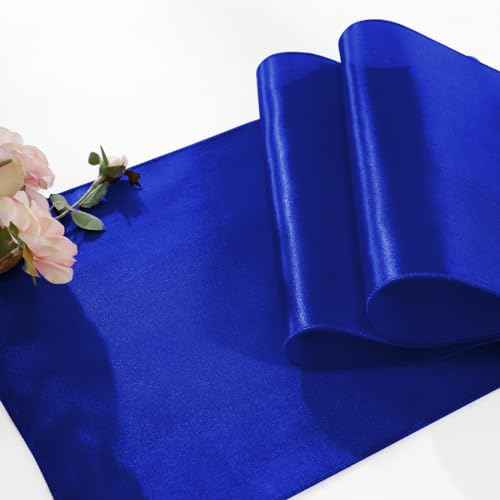 KKJIAF 6 Pack Royal Blue Table Runners 12 x 108 Inch, Rectangular Smooth Satin Silk Table Runner for Wedding, Banquet, Birthday Party Decoration