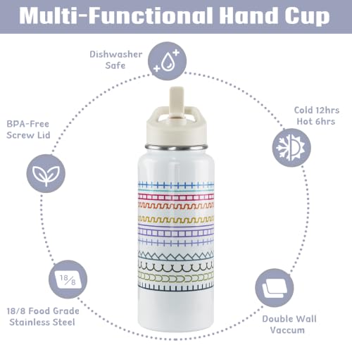 Rcvlauf Hidden Message Multicolor Water Bottle 32oz Insulated Travel Mug with Straw - Funny Gag Gift for Work & Friends