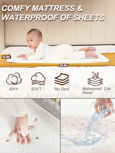 Baby Bassinet Bedside Sleeper with Crib Sheet & Wheels - Cream