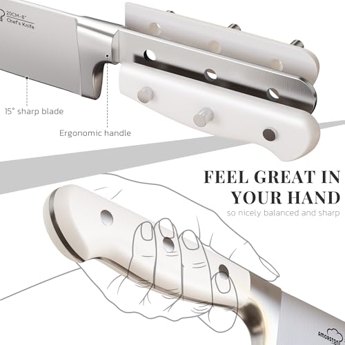 14-Piece Kitchen Knife Set with Block & Sharpener - Full Tang German Stainless Steel