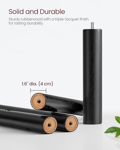 VASAGLE Black Square Base Coat Rack with 8 Hooks, 3 Height Adjustable, Freestanding Wooden Stand