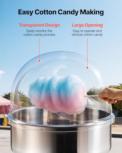 VEVOR 21 Inch Cotton Candy Machine Cover Acrylic Dome Bubble Shield for 20 Inch Floss Maker