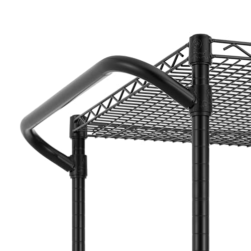 Heavy Duty 3-Tier Wire Utility Cart - 36"L x 24"W x 35.4"H, Black, NSF