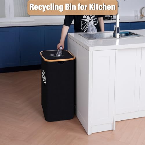 Recycling Bin for Kitchen 26 Gallon Black with 2 Reusable Inner Bags
