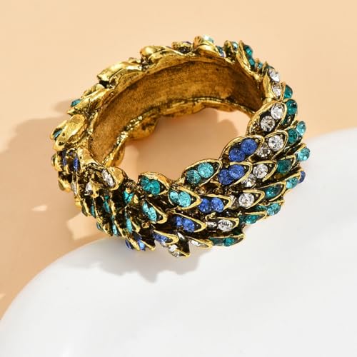 Joyindecor Jeweled Peacock Napkin Rings Set of 12 - Blue, Handcrafted Crystal Ring Holders
