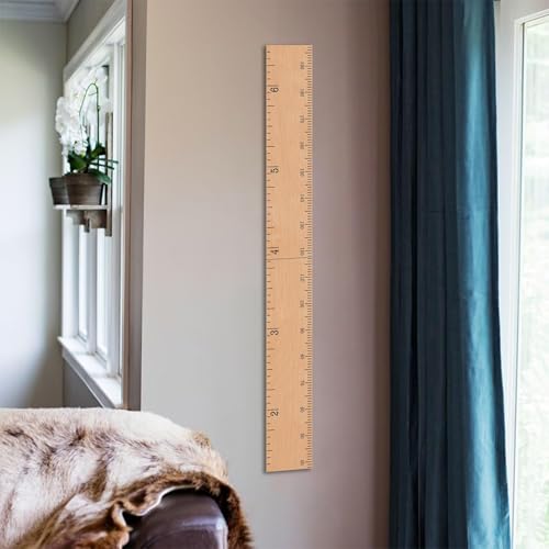 Schoolhouse Natural Wooden Kids Height Chart - Nursery Wall Decor, Growth Ruler