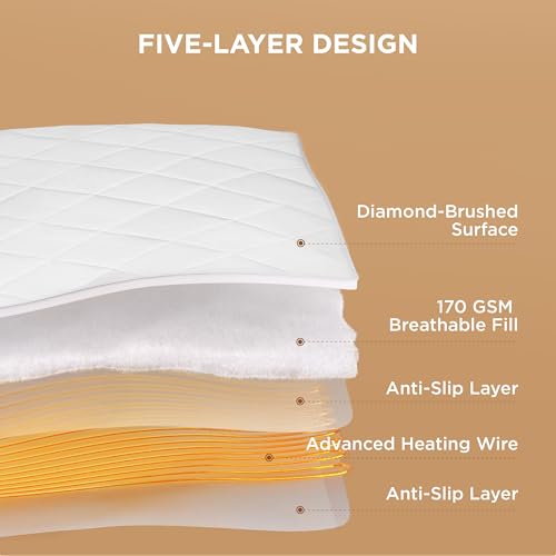 Bedsure Twin XL Heated Mattress Pad Diamond Quilted Bed Warmer with Preheat & Memory