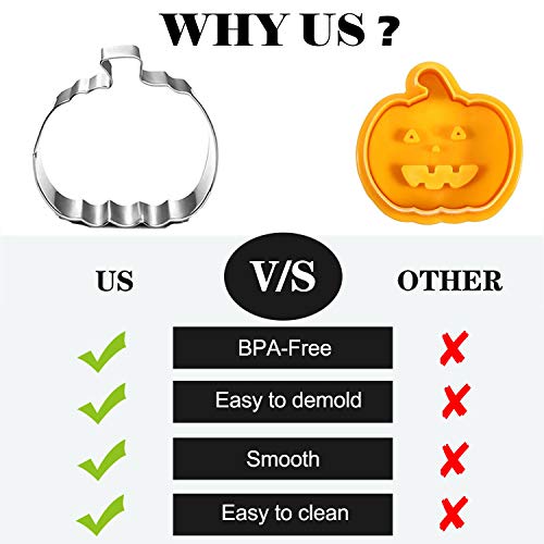 Fall Thanksgiving Feast Cookie Cutters - 5 pieces Large Cookie Cutters Shape - Turkeys, Oak Leaf, Pumpkin, Acorn, Candy Corn for Christmas Food Party Decorations