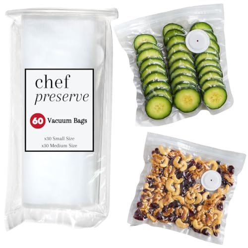 60 Reusable BPA-Free Vacuum Sealer Bags for Food Storage – Leak-Proof & Odor-Resistant, Compatible with Chef Preserve Vacuum Sealers