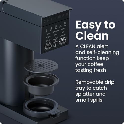 Chefman Caffeinator Single Serve Coffee Maker - Midnight Edition with Brew Strength & Iced Coffee