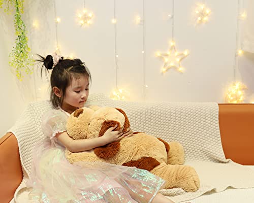 YESGIRL 26.8 Inch Light Brown Weighted Dog Plush Toy for Calming & Comfort - Gift