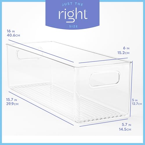 Plastic Food Storage Containers 2 Pack - Clear Bin with Handles, 16x6x5 Inches - Variation 2 / 16x6x5