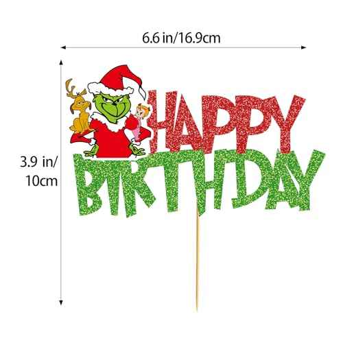 Christmas Happy Birthday Cake Topper Christmas Birthday Decorations Whoville Decorations Party Supplies