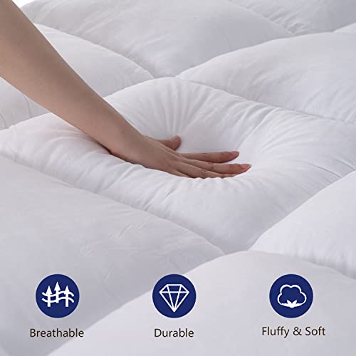 King Mattress Topper White Cooling Plush Bed Pillow Top - Marine Moon