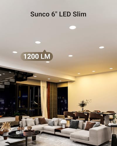 12 Pack 6 Inch Canless LED Recessed Light - Ultra-Slim, Dimmable, 5CCT, 14W