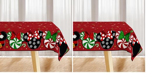 60 x 80 inch Christmas Tablecloth Rectangular Linen 2 Pack - Waterproof Holiday Table Decor