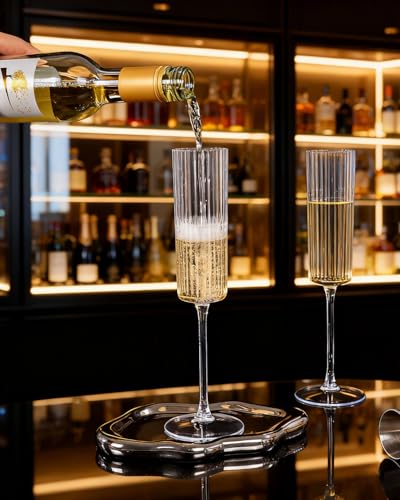 Clear Plastic Champagne Flutes 6 Oz - 24 Pack for Weddings & Parties