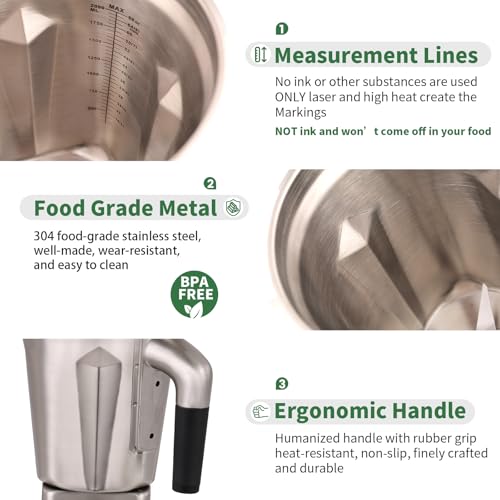 64oz Stainless Steel Blender Jar Compatible with Vitamix Classic Series