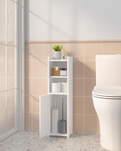 Hzuaneri Narrow Bathroom Storage Cabinet 7.9 x 7.9 x 29.5 Inches White