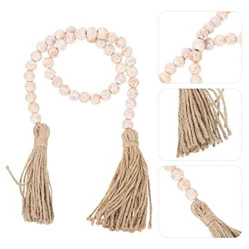 IMIKEYA Wooden Beads Garland: Farmhouse Wood Bead Garland for Tiered Tray Farmhouse s Hanging Wood with Tassels Prayer Rustic s for Coffee Table Decor