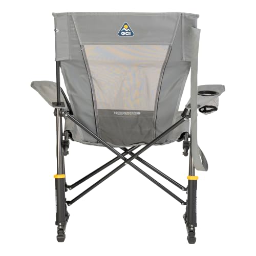 GCI Outdoor Comfort Pro Rocker Grey - Portable Outdoor Rocking Chair with Beverage Holder