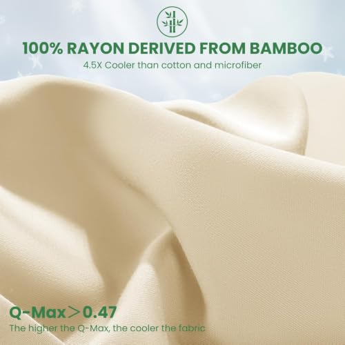 Beige Bamboo Rayon Sheet Set 4Pcs King Extra Deep Pocket Luxury Bedding