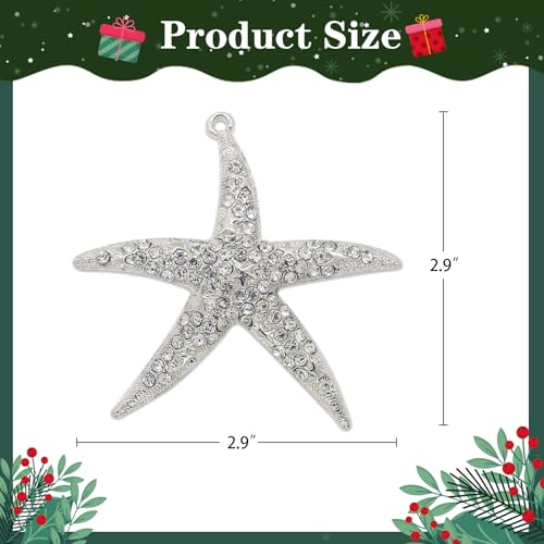 JUESMOS Silver Starfish Christmas Ornament - Marine Themed Holiday Decor