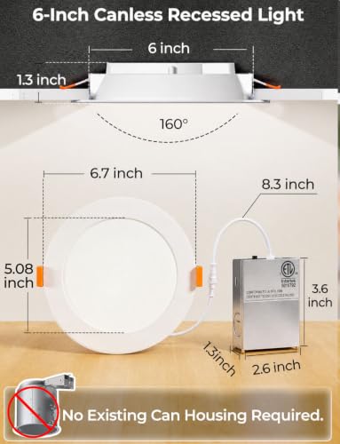 RGB Color Changing 6 Inch Recessed Ceiling Lights - 6 Pack with Remote