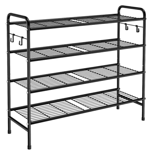VILICK 4-Tier Shoe Rack 33" Wide Metal Organizer Long Storage with 4