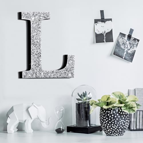 12'' Silver Rhinestone Bling Letters for Wall Decor - Letter L