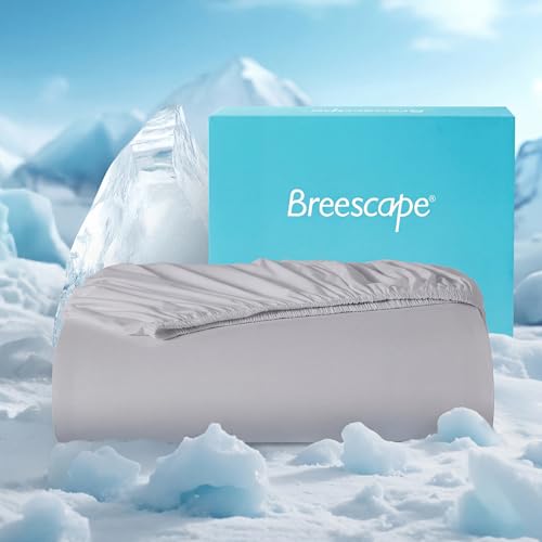 Breescape King Fitted Cooling Sheet Gray Deep Pocket Bed Sheet - QMax >0.46