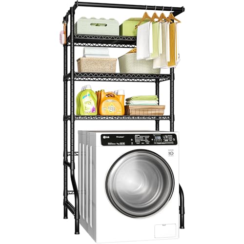 Ulif U11 Black Laundry Shelving Unit - 3-Tier Washer & Dryer Organizer, Adjustable Steel Standing Rack, 33.9 x 19.7 inches