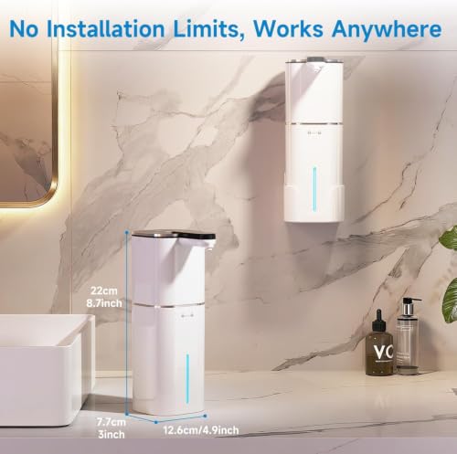 CATIRE Touchless Liquid Soap Dispenser 520ml White, Hands-Free Bathroom & Kitchen