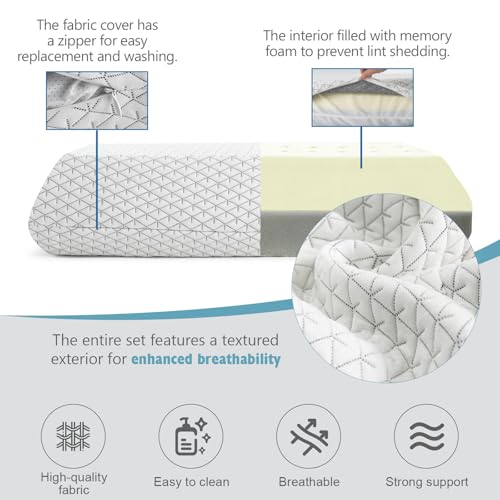 Medium Firm Memory Foam Bed Pillow for Support & Comfort