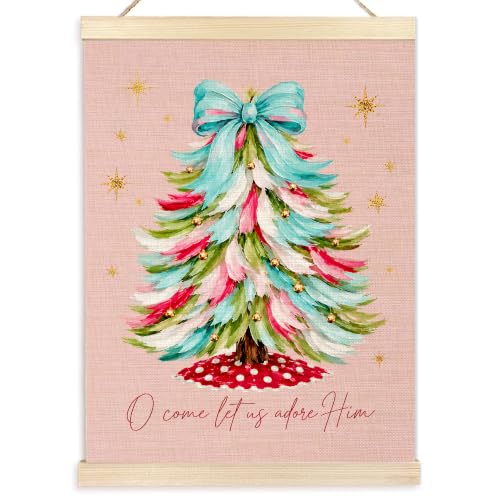 Ecezatik Preppy Christian Christmas Tree Canvas Wall Art Poster 12x16 in - A6-wall art