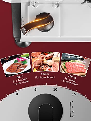 FOHERE 200W Silver Meat Slicer with 7.5-Inch Serrated & Smooth Blades, Adjustable Thickness