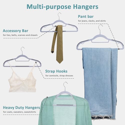 Space-Saving Plastic Coat Hangers Set - Gray, 50 Pack with Light & Dark Variations