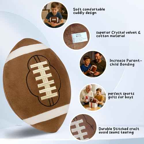 Football Plush Pillow Boy: Soft Stuffed Throw Toys Gift Sports room decor 8-12 year old