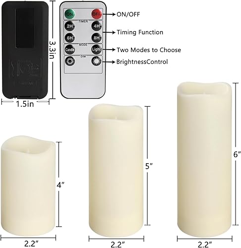 Outdoor Flameless Candles Set of 24 with Remote - Ivory, Water-Resistant, 3 Sizes
