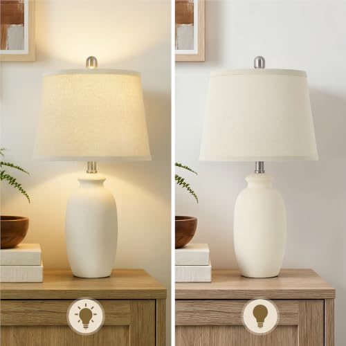 Luvkczc 22.75" Ceramic Nightstand Lamps Set of 2 - Off-White Bedside Decor