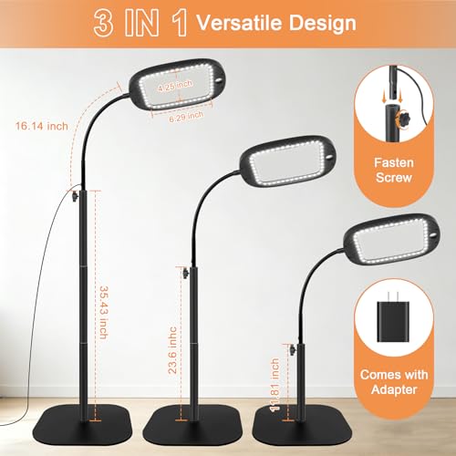 TUGEOVO Black 10X/30X Floor Magnifying Glass with Light & Adjustable Stand