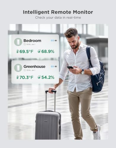 WiFi Hygrometer Thermometer with Gateway & 3 Mini Sensors - Smart Indoor Climate Monitoring - Variation BT Gateway + 3 Sensors