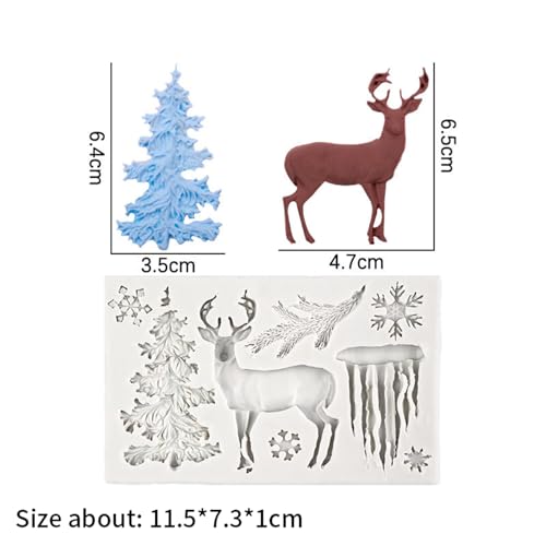 Gray Christmas Theme 3D Deer Silicone Mold – Fondant, Chocolate & Cake Decorating