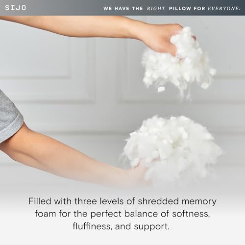 Queen Shredded Memory Foam Pillow with Cooling Surface - Adjustable Loft & Support
