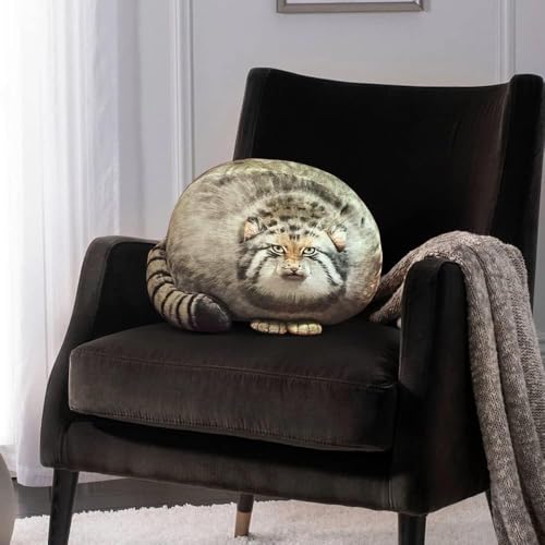 Steppe Cat Plush, Cat Stuffed Animal 18inch, Pallas Cat Plush Pillow, Cute Plushies for Girls, Soft Plush Pillow, Throw Pillow Doll Decoration Doll Gift for Kids Boys Party Christmas