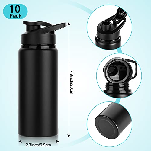 Black 20oz Aluminum Water Bottles Pack of 10 - Leakproof Reusable Sports Bottles for Travel & Outdoor Activities