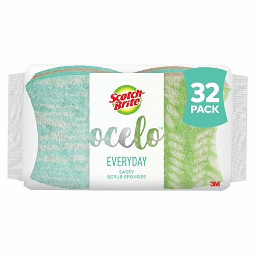 Non-Scratch Scrub Sponges 8-Pack of 4 - Colorful Recycled Cleaning Sponges